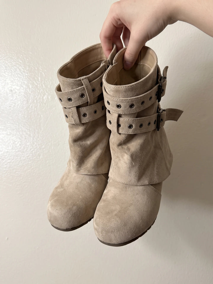 Ottavielle Suede Buckle Slouch Boots