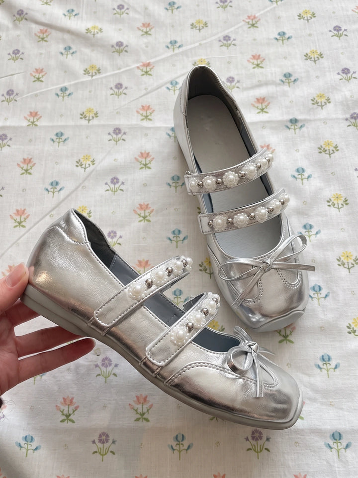 Fleurianna Beaded Bow Mary Jane Flats