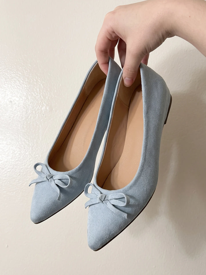 Azelie Suede Bow Pointed Flats