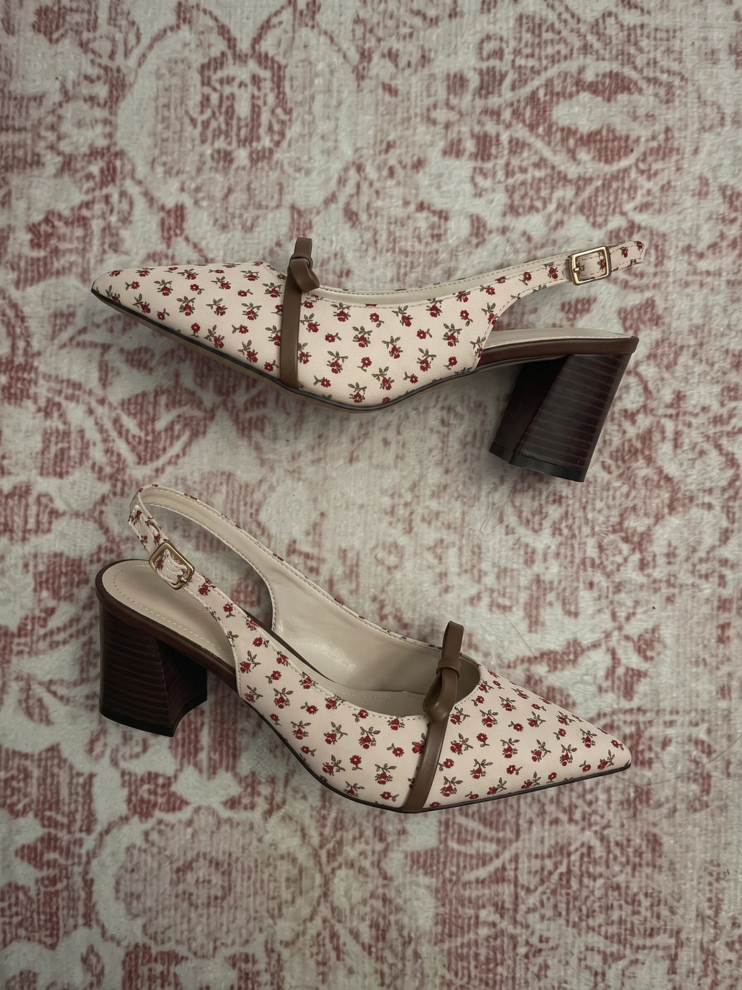 Zoe Floral Bow Slingback Heels