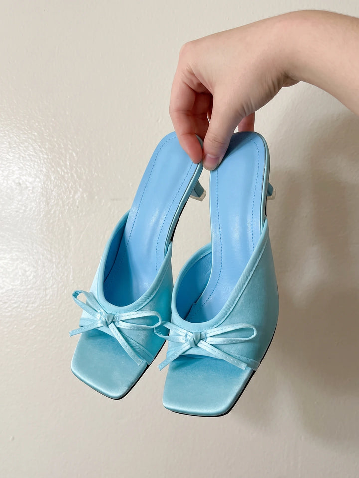 Celie Satin Bow Mule Heels