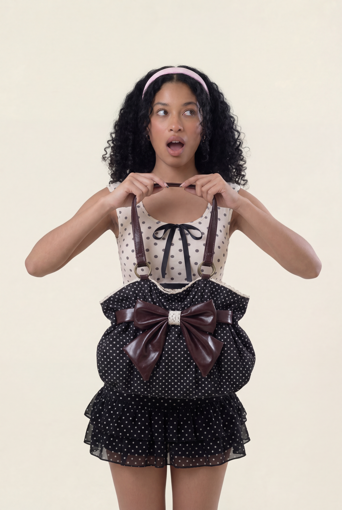 Polka Dot Bow Shoulder Bag