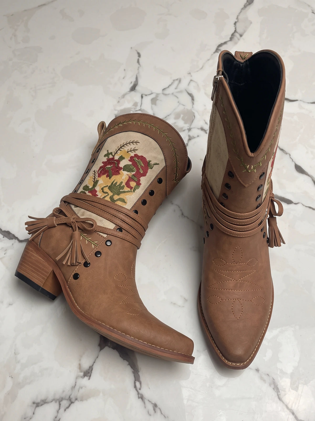 Zinnelle Floral Embroidered Western Boots