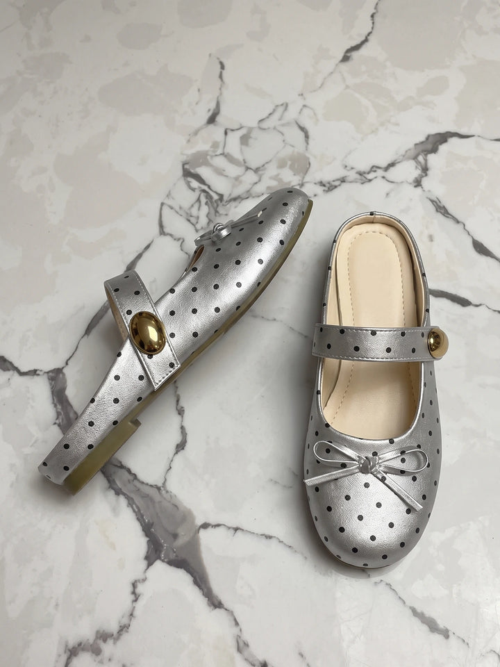 Zibelline Silver Dot Mule Flats