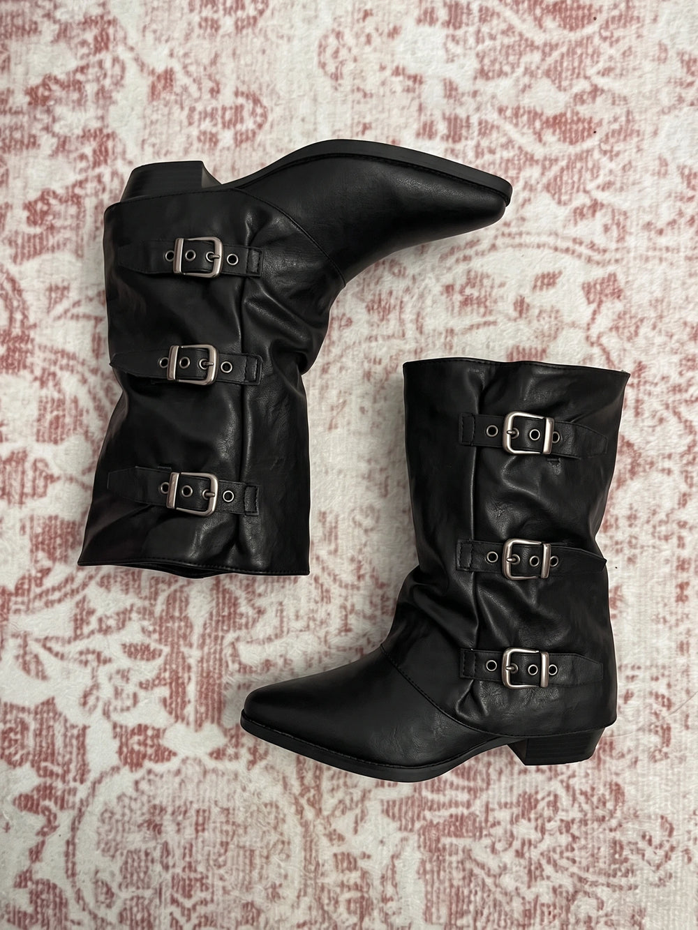 Solene Triple-Buckle Slouch Boots