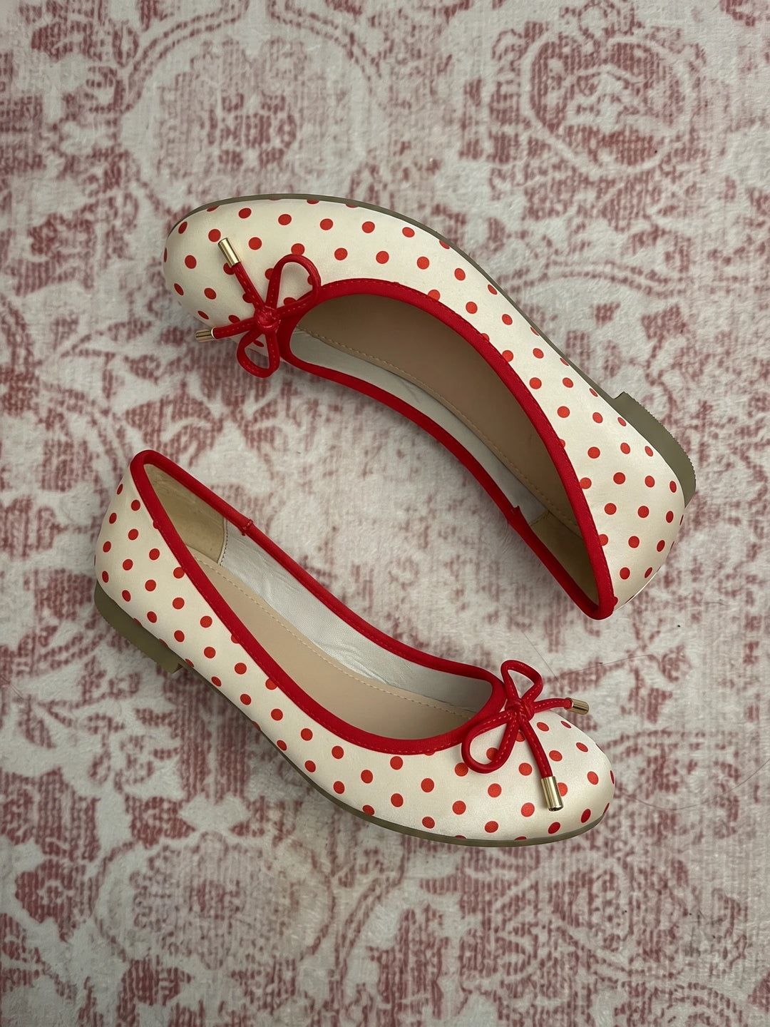 Lorraine Satin Polka Dot Flats