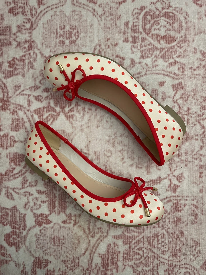 Lorraine Satin Polka Dot Flats