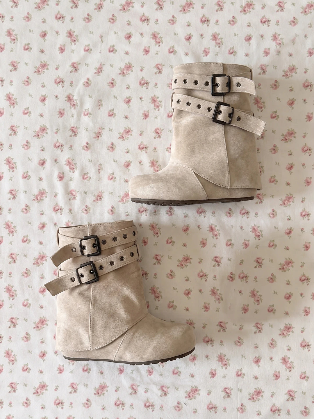 Aureliette Buckled Microsuede Ankle Boots