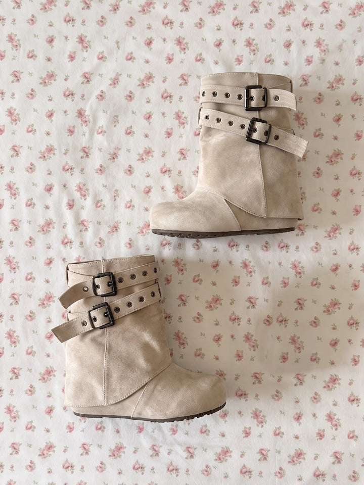 Aureliette Buckled Microsuede Ankle Boots