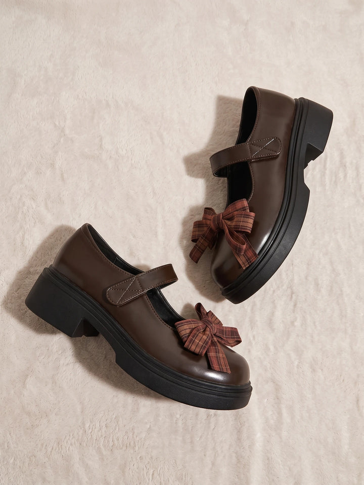 Prudence Plaid Bow Mary Jane Platforms