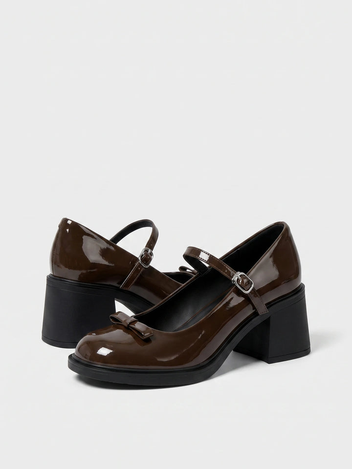 Solene Bow Patent Mary Jane Heels