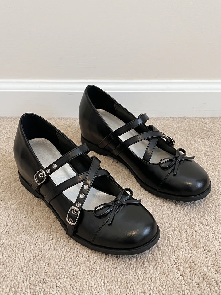 Mignettielle Grommet Cross-Strap Mary Janes