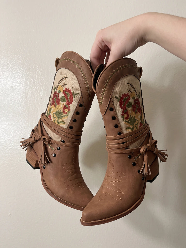 Zinnelle Floral Embroidered Western Boots