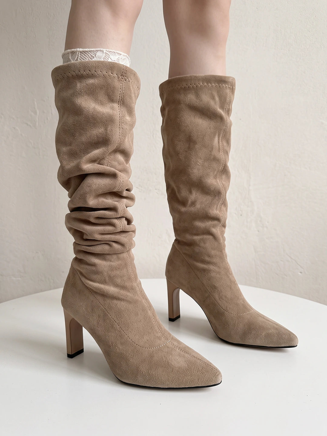Yolande Slouchy Khaki Pointed Boots