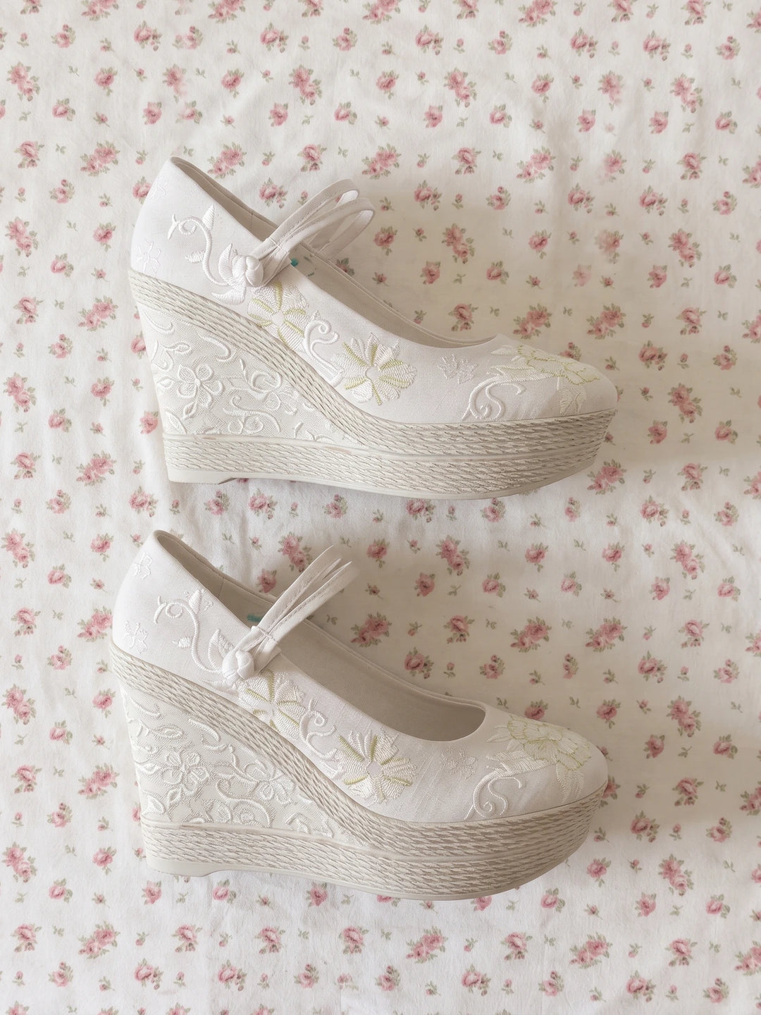 Zelie Embroidered Wedge Mary Janes