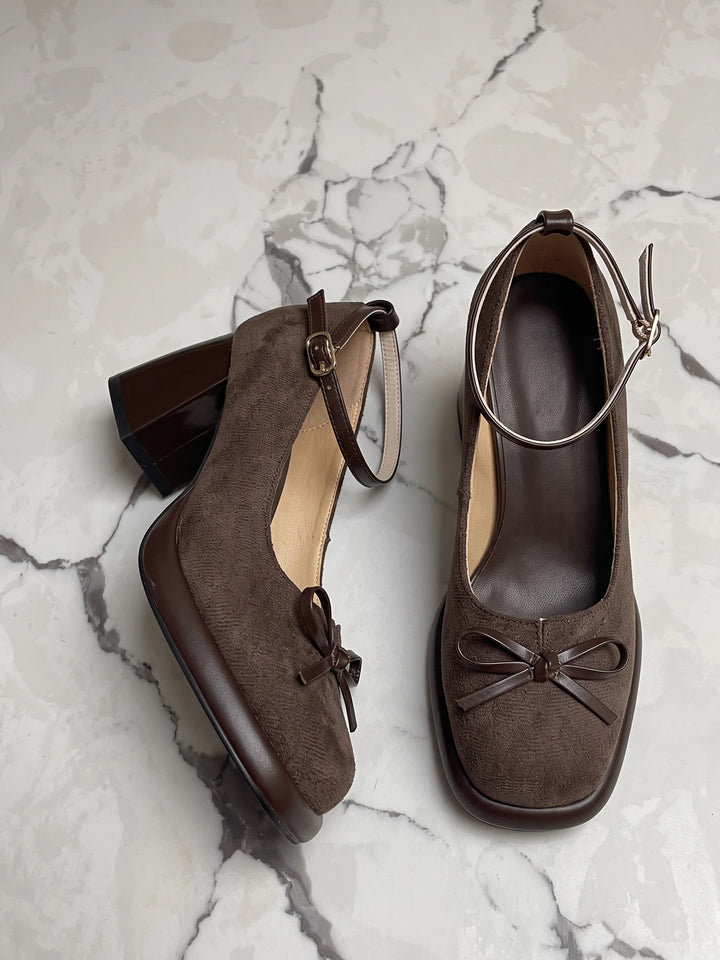 Soleil Suedette Bow Mary Janes