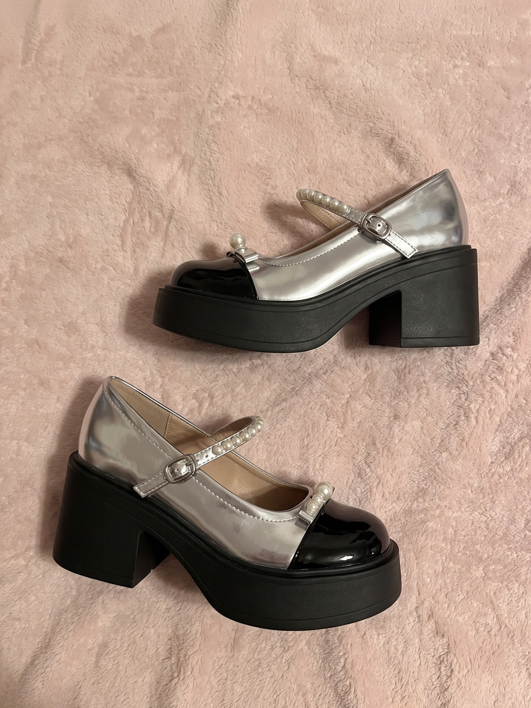 Solestine Pearl Two-Tone Platform Heels