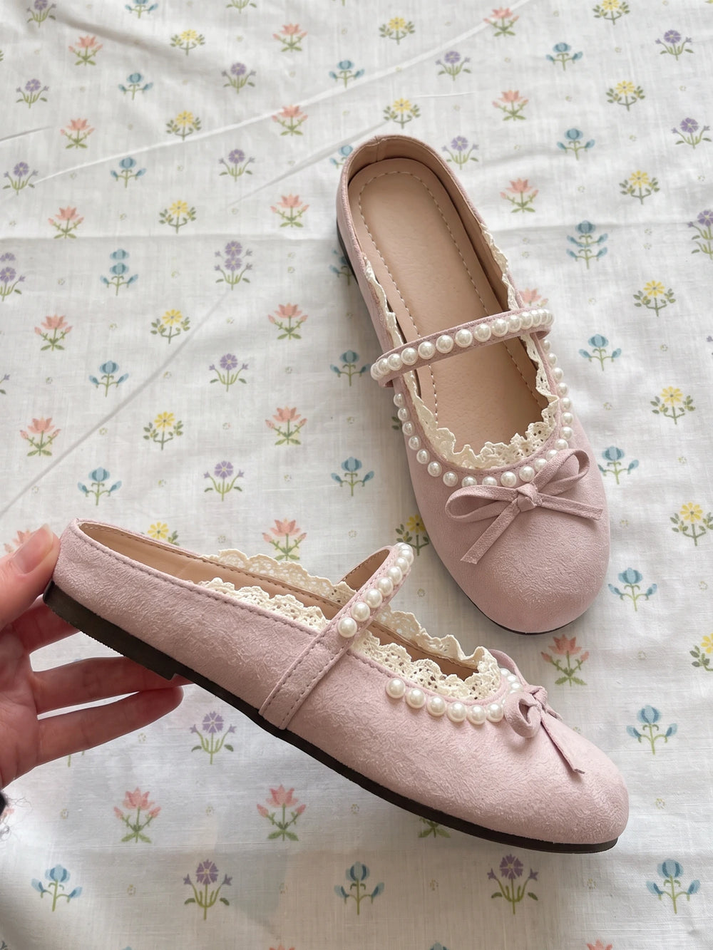 Suki Pearl Lace Flats