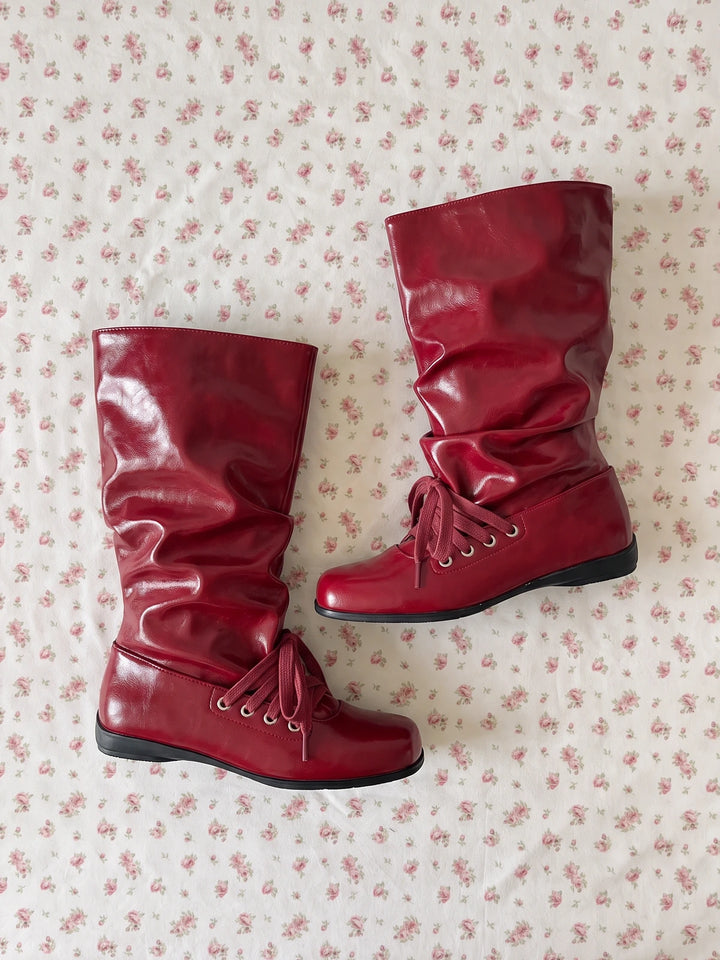 Margonne Red Patent Slouchy Boots