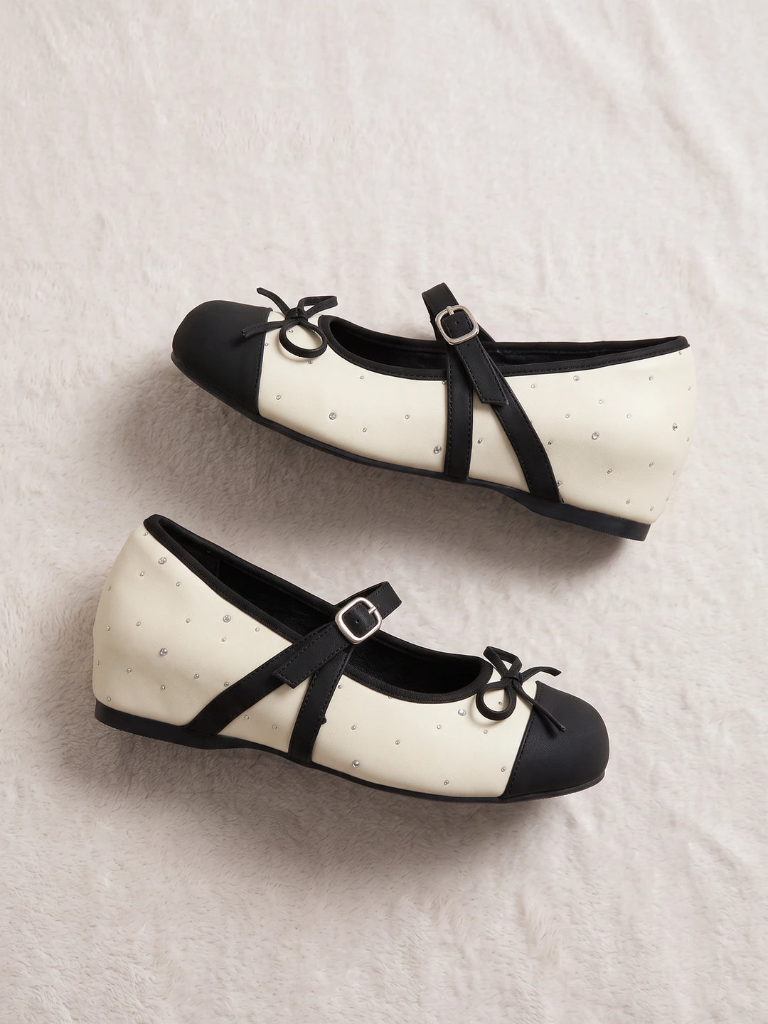 Charlotte Two-Tone Studded Mary Jane Flats