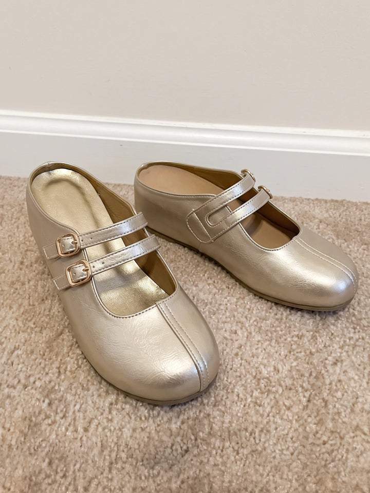 Champagne Double-Strap Mule