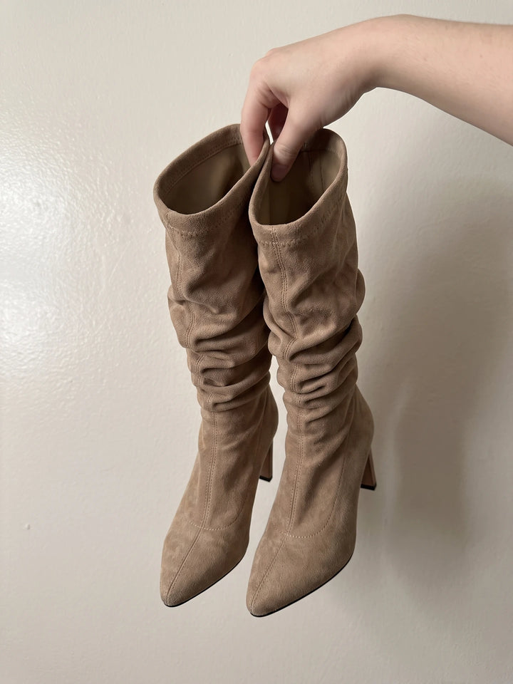 Yolande Slouchy Khaki Pointed Boots