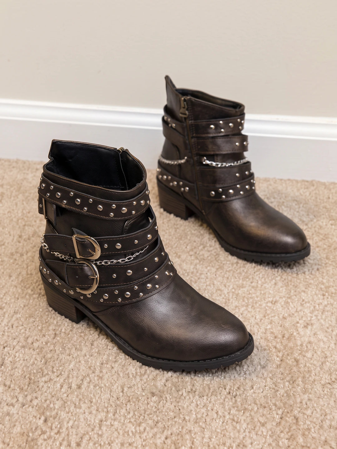 Solange Metallic Studded Ankle Boots