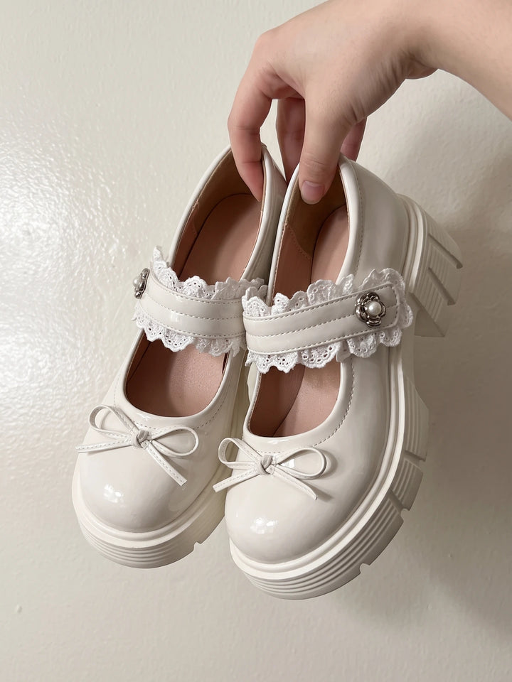 Ottaviolette Lace Bow Lug Sole Mary Janes