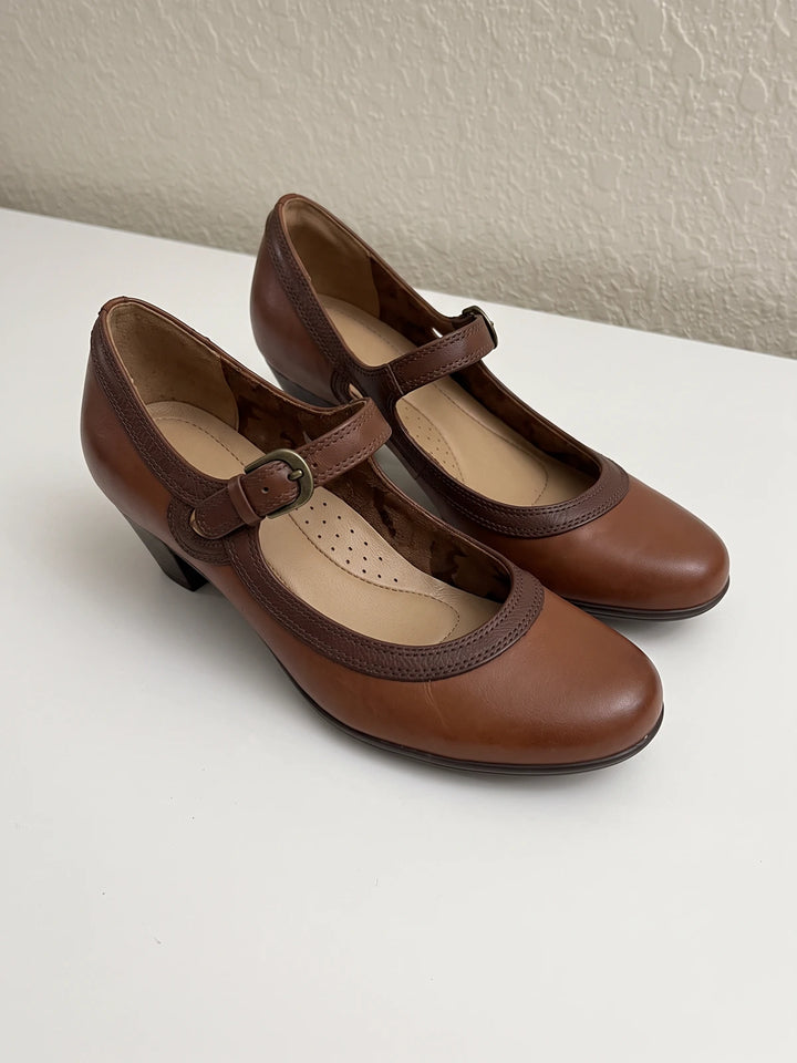 Violaine Dual-Tone Leather Mary Jane Heels