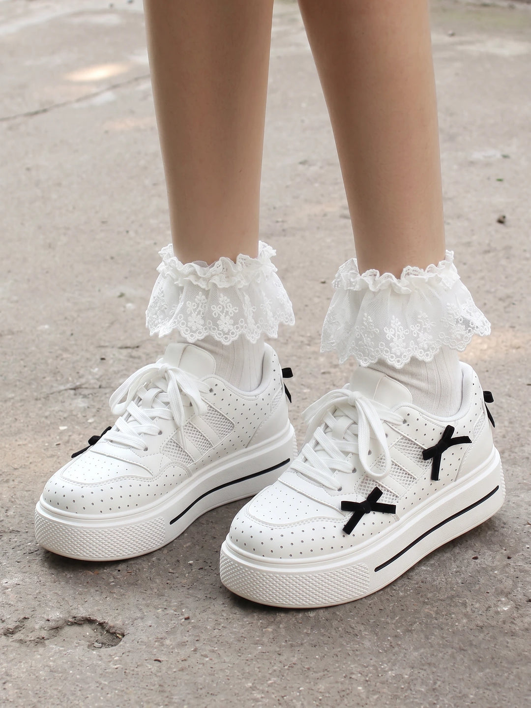 Mirabella Bow Mesh Platform Sneakers