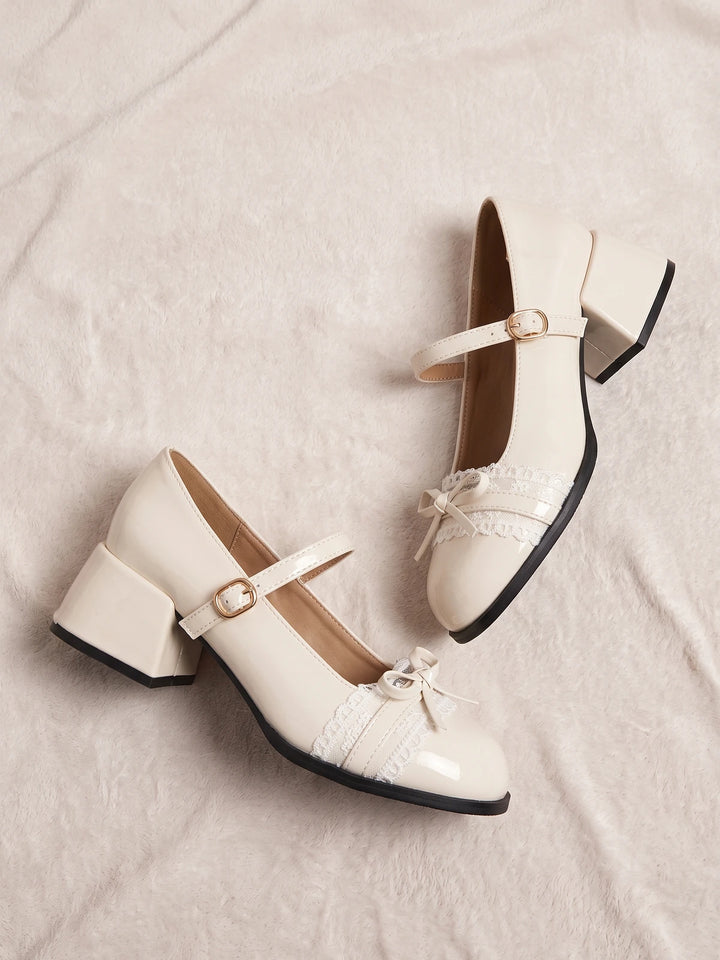 Rosalinde Lace Bow Mary Jane Heels