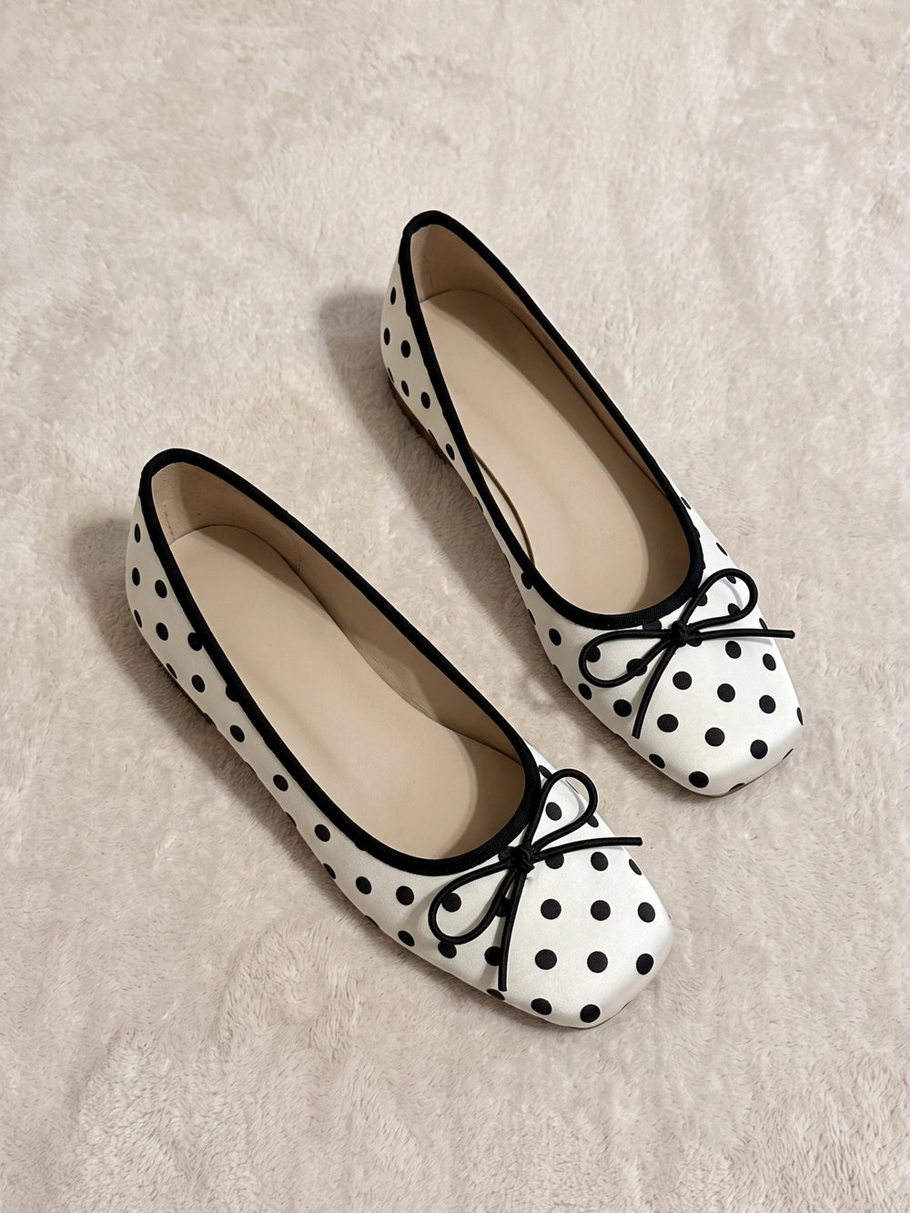 Annelore Polka Dot Square Toe Flats
