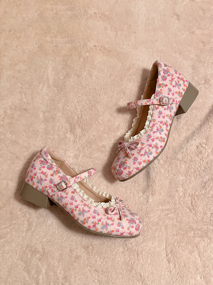Giselle Floral Lace Bow Mary Janes