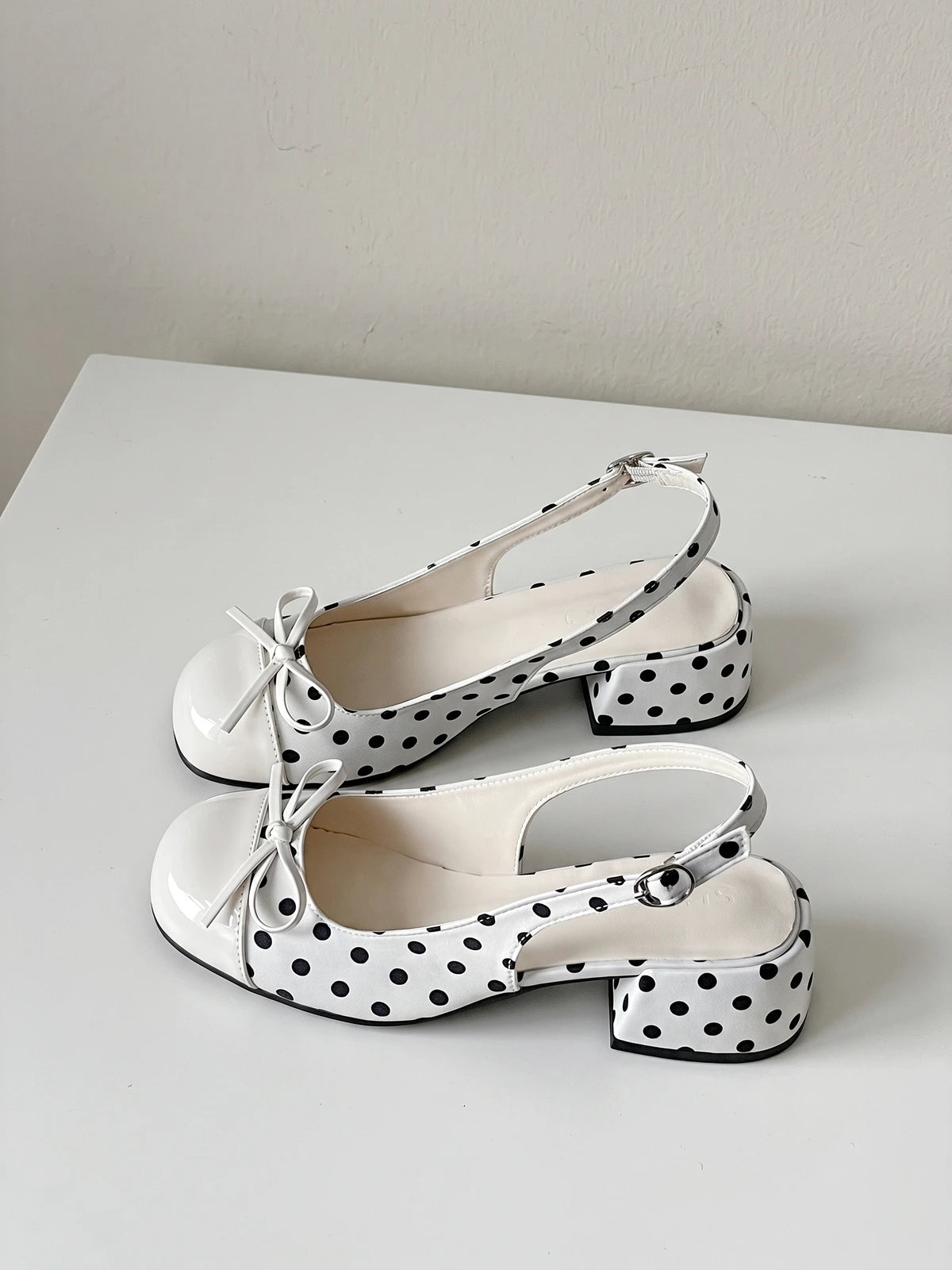 Mignettienne Polka Dot Slingback Heels