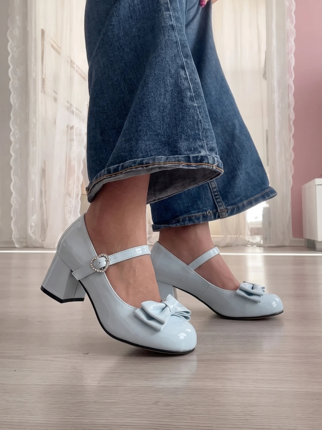 Fiorella Bow Patent Mary Jane Heels