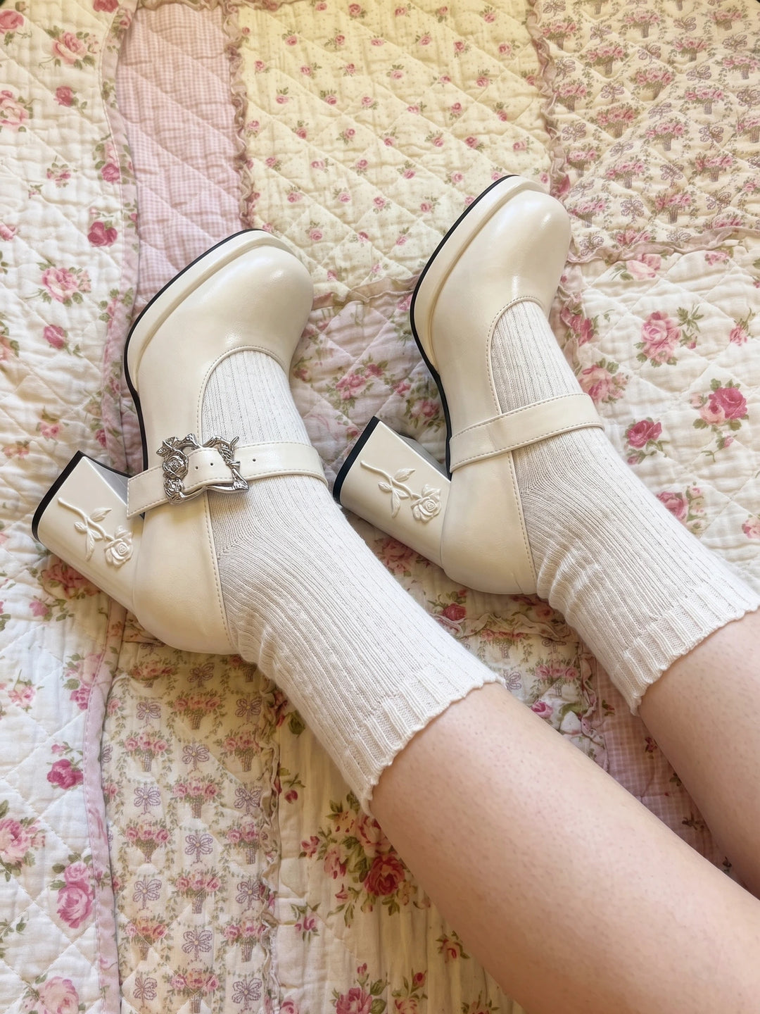 Rosalinde Rose Sculpture Mary Jane Heels