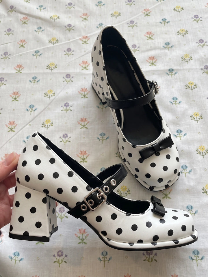 Zibeline Polka Dot Bow Mary Jane Heels