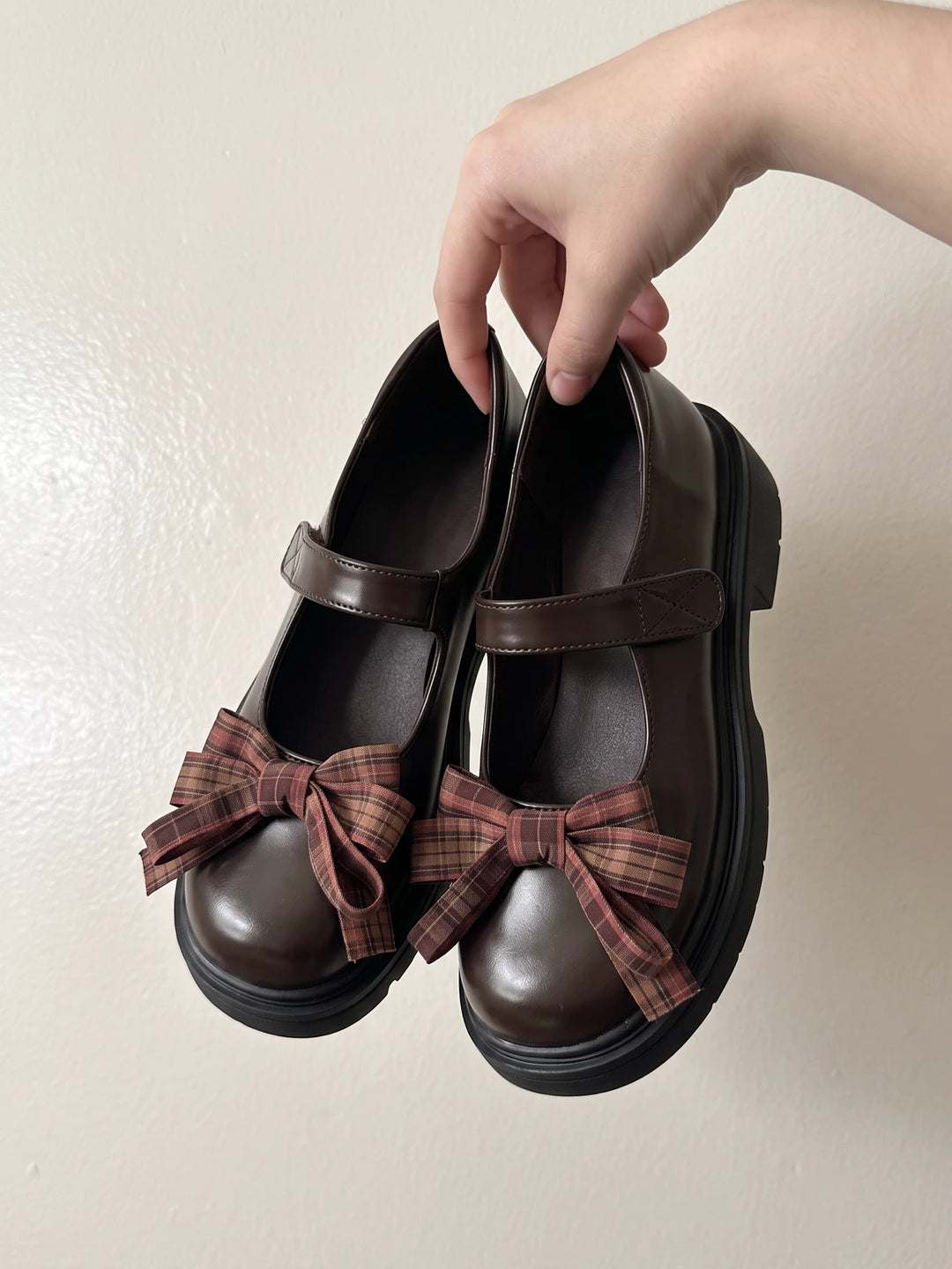 Prudence Plaid Bow Mary Jane Platforms