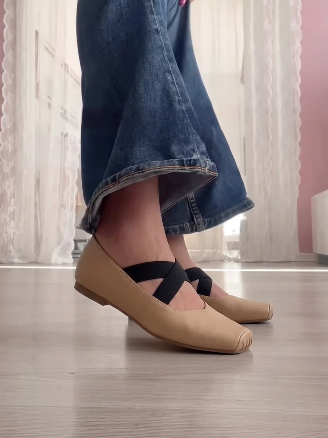 Odile Leather Square Toe Ballet Flats