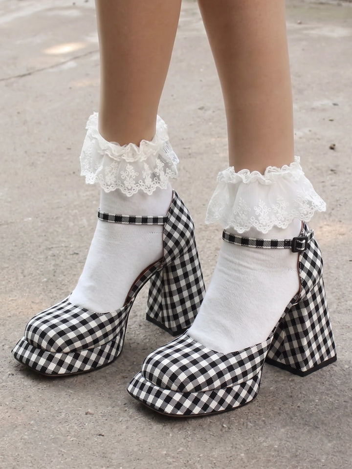 Zolie Gingham Platform Heels