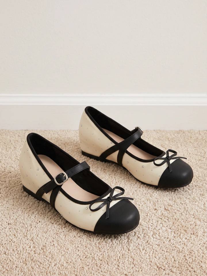Charlotte Two-Tone Studded Mary Jane Flats