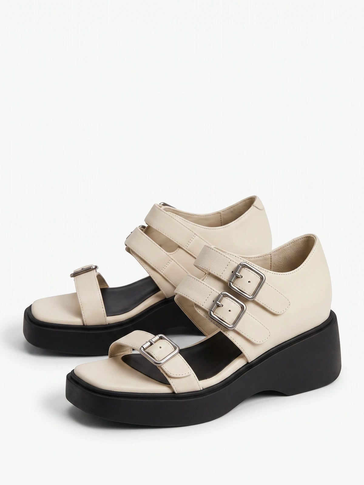 Crème Noir Platform Sandal