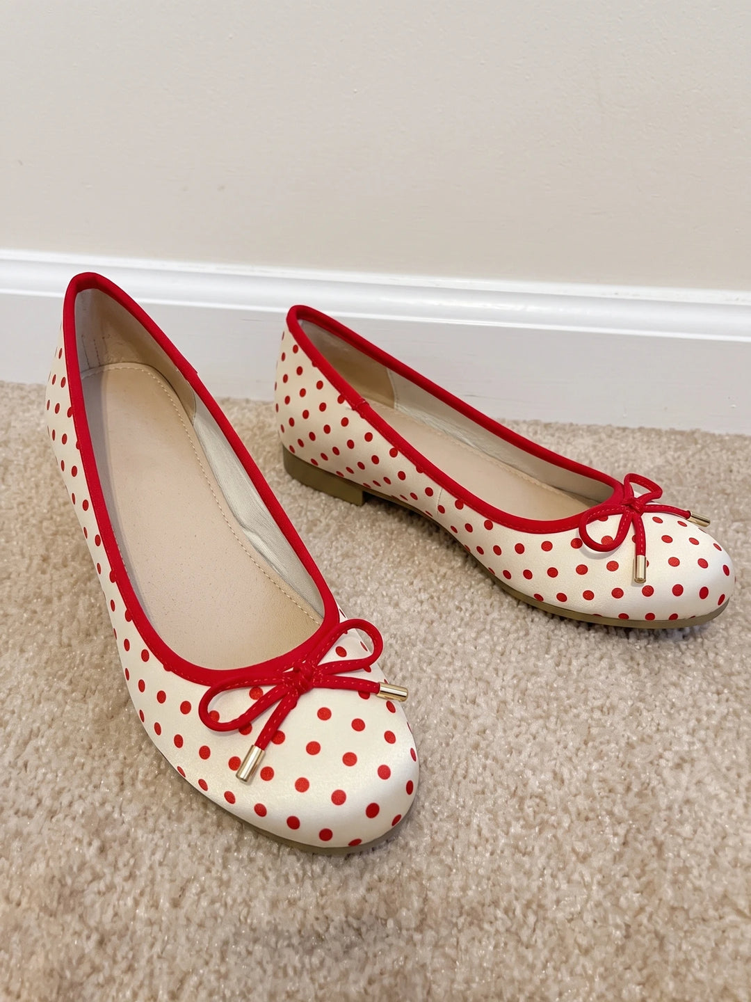Lorraine Satin Polka Dot Flats