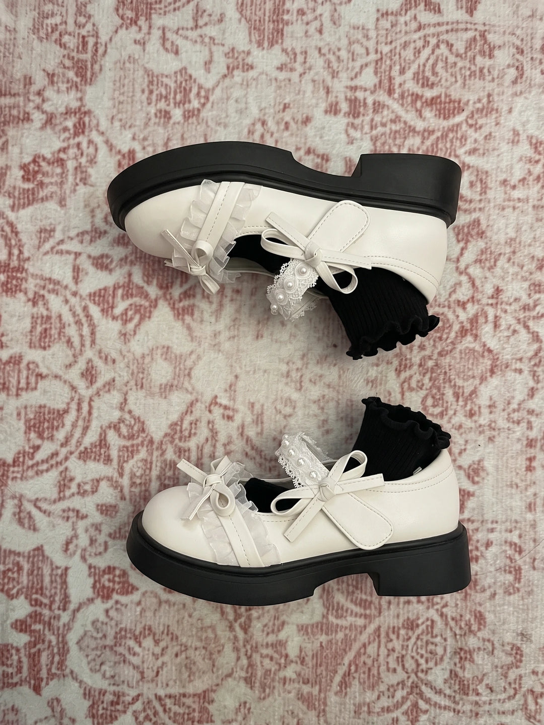 Soleil Lace Bow Platform Mary Janes