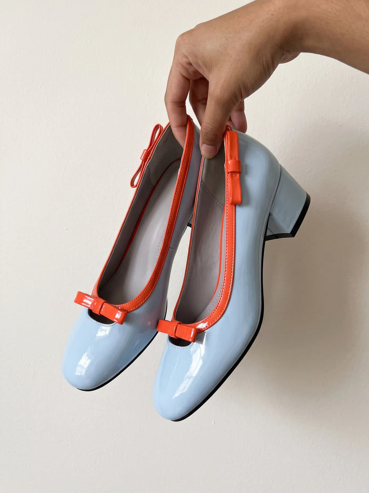 Marisole Patent Two-Tone Bow Heels