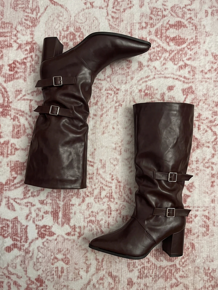 Mirellionna Buckle Slouch Knee-High Boots