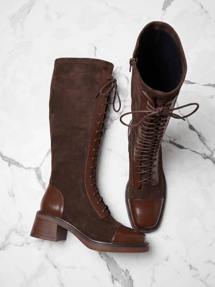 Elodie Knee-High Lace-Up Boots