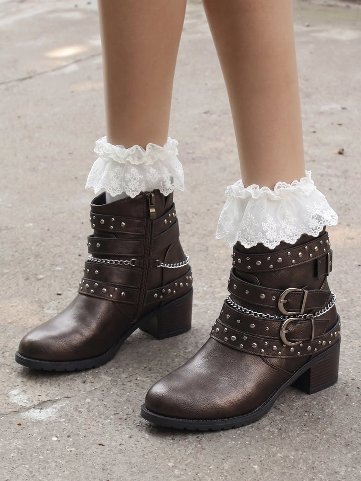 Solange Metallic Studded Ankle Boots