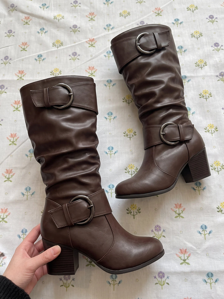 Valerienne Buckle Slouch Knee Boots