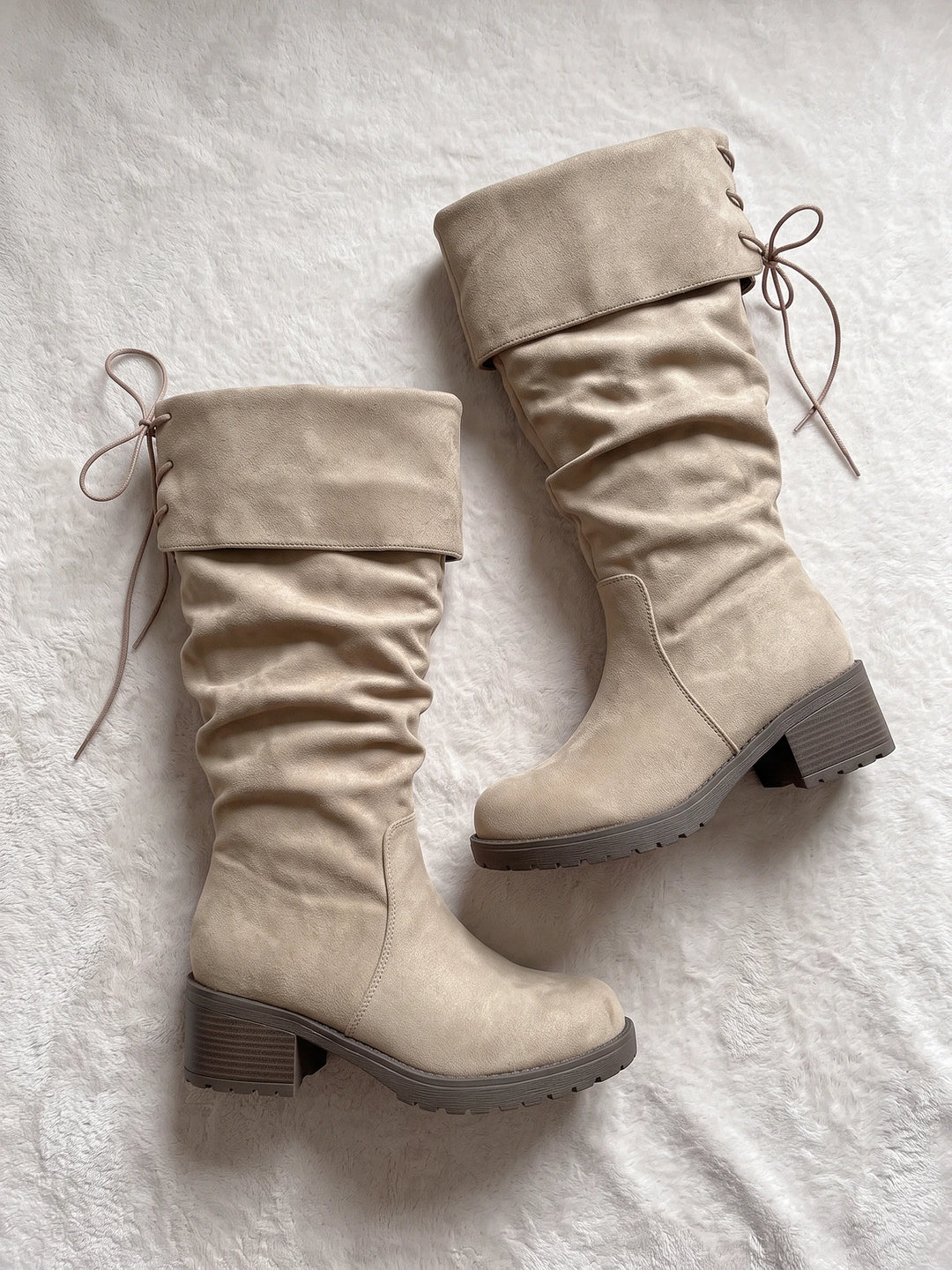 Mignettelle Slouchy Lace-Up Mid-Calf Boots